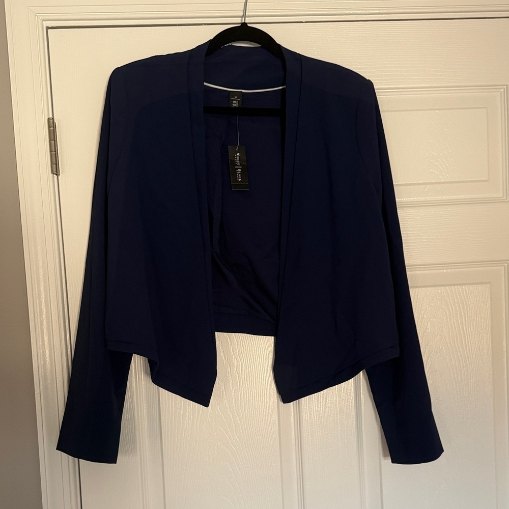 White House Black Market Navy Open-Front Blazer